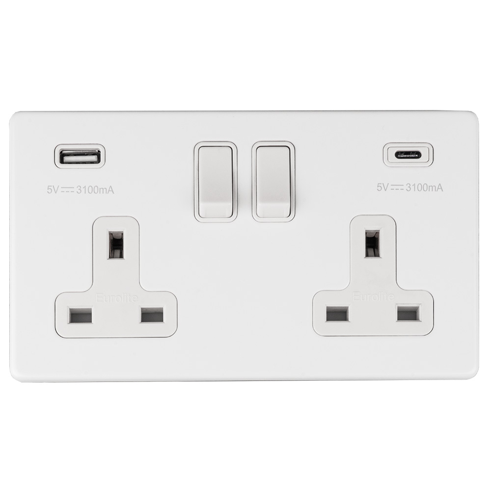 White Eurolite Concealed Fix Sockets