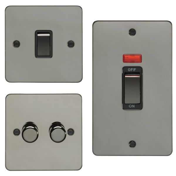 Black Eurolite Flat Plate Switches