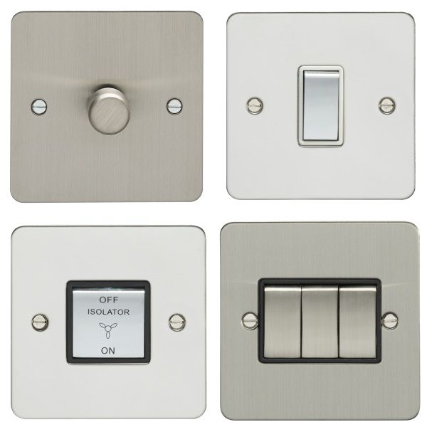 Silver Eurolite Flat Plate Switches