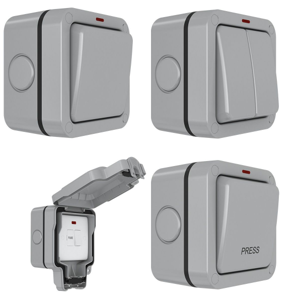 Silver Euroseal Weatherproof Switches