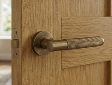 Brass Lever Door Handles on a Round Rose