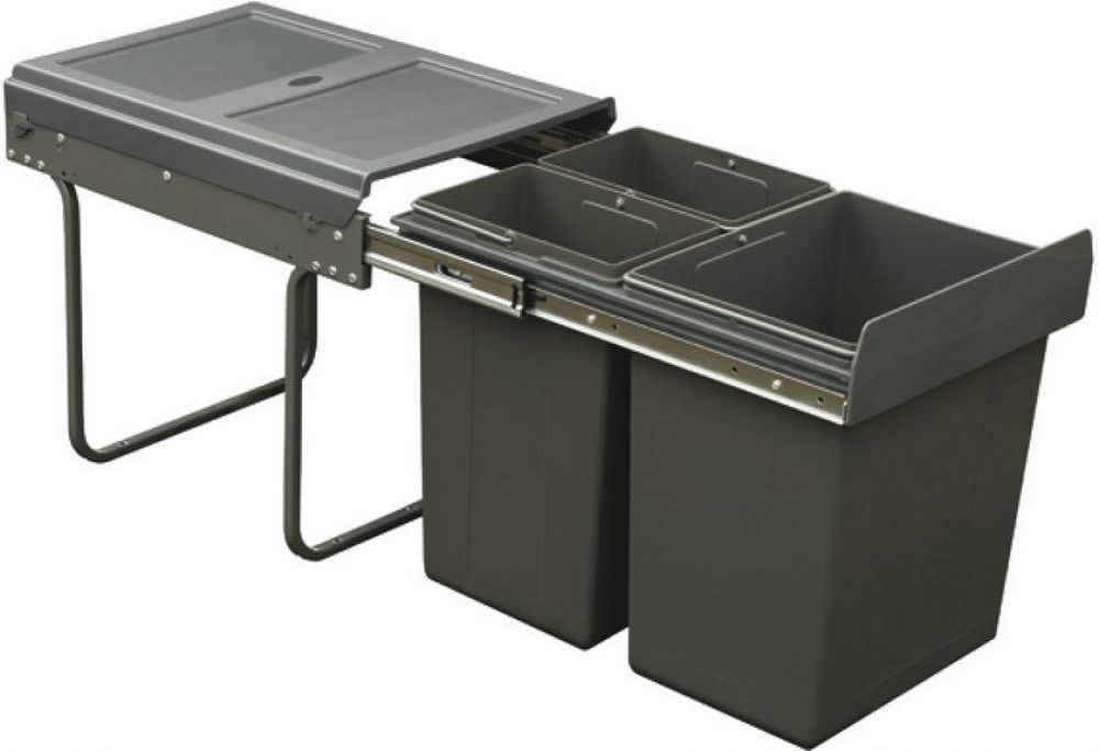 503.06.094 TEK Pull Out Waste Bin 2 x 10L 1 x 20L Dark Grey For