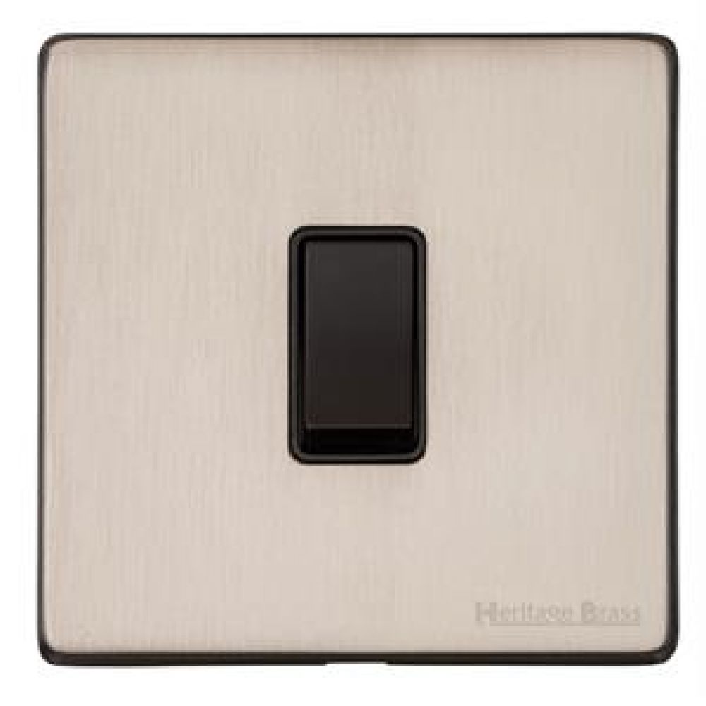 Heritage Satin Nickel Gang Way Intermediate Switch (10 Amp) Vintage  Screwless Plate