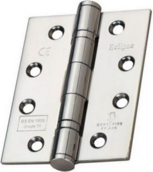 Ball Bearing Door Hinge in Polished Stainless Steel, Fire Rated (102mm x 76mm / 4" x 3") | 14860