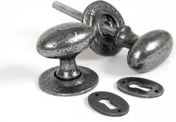 Anvil 33644 Pewter Forged Oval Mortice/Rim Door Knobs Set