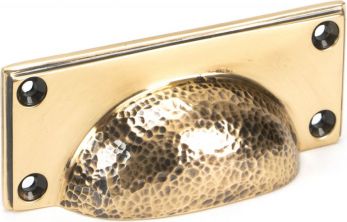 Polished Bronze Hammered Art Deco Drawer Pull
