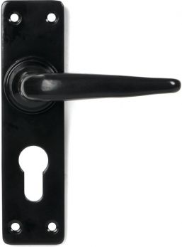 Black Smooth Lever Euro Lock Set