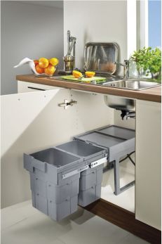 Kitchen Pull Out Unit Hafele Easywaste 2 x 16 litre pull-out waste bins