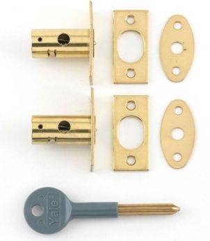Yale 8001MB - two mortice window bolts brass + key