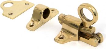 Polished Brass Fanlight Catch + Two Keeps