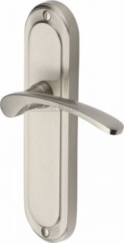 Ambassador Range Satin Nickel Lever Door Handle on backplate (Latch Plate) - by Heritage Brass | AMB6210-SN