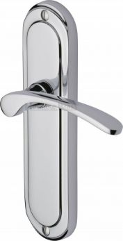 Ambassador Range Polished Chrome Lever Door Handle on backplate (Latch Plate) - by Heritage Brass | AMB6210-PC