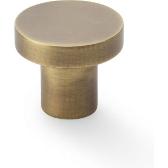 Alexander & Wilks AW821-30-AB Hanover Plain Cupboard Knob 30mm in Antique Brass
