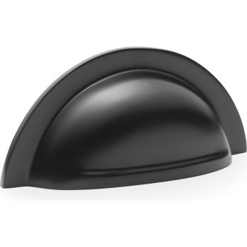 Bardom Ridged Cabinet Cup Pull 76mm in Black - by Alexander & Wilks - AW903BL