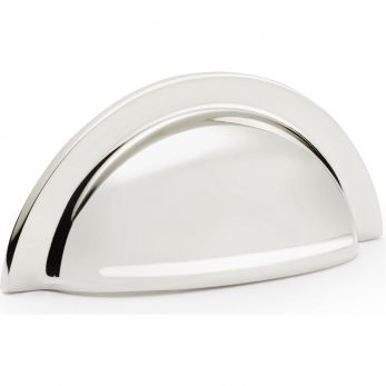 Bardom Ridged Cabinet Cup Pull 76mm in Polished Nickel - by Alexander & Wilks - AW903PN