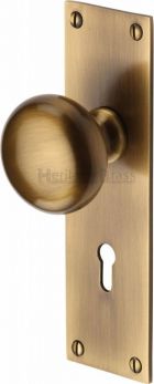 Balmoral BAL8500-AT antique brass locking bun door knobs
