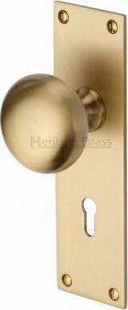 Heritage Brass BAL8500-SB Mortice Knob on Lock Plate Balmoral Design Satin Brass finish