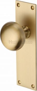 Heritage Brass Mortice Knob on Latch Plate Balmoral Design Satin Brass