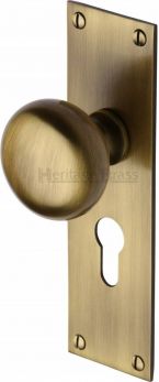 Balmoral BAL8548-AT antique brass euro lock bun door knobs