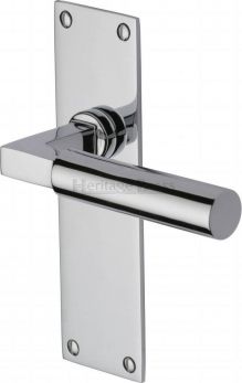 Bauhaus Range Polished Chrome Lever Door Handle on backplate (Latch Plate) - by Heritage Brass | BAU7310-PC