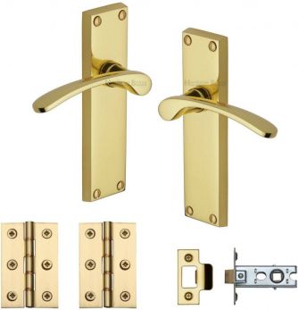 BX-V4113-PB Sophia Door Lever Handle Latch Plate Pack Polished Brass