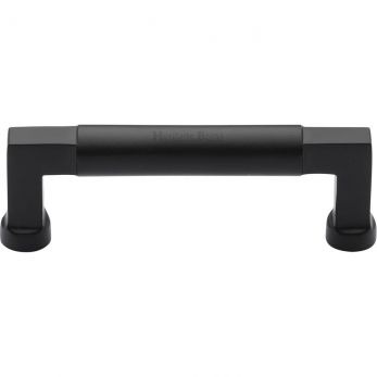Heritage Brass Cabinet Pull Bauhaus Design 101mm CTC Matt Black Finish