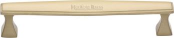 Heritage Brass Cabinet Pull Deco Design 160mm CTC Satin Brass Finish