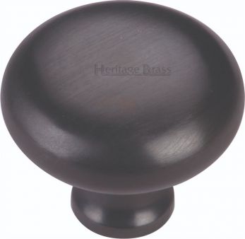Heritage Brass Cabinet Knob Victorian Round Design 38mm Matt Black finish