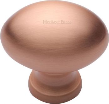 Heritage Brass Cabinet Knob Victorian Oval Design 32mm Satin Rose Gold finish