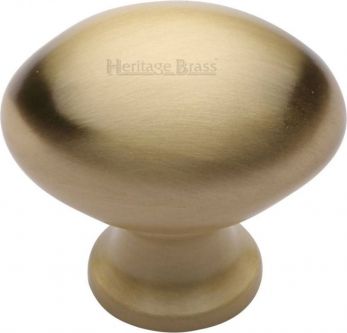 Kitchen Knob Heritage Brass Knob Oval Design 38mm Satin Brass finish