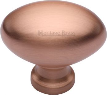 Heritage Brass Cabinet Knob Victorian Oval Design 38mm Satin Rose Gold finish