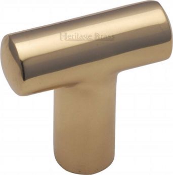 T Shape C2234-PB - polished brass 35mm cupboard knob