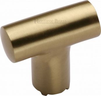 Satin Brass T-Shape 35mm Cabinet Knob - by Heritage Brass | C2234-SB