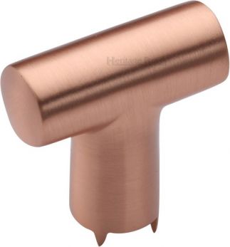 Heritage Brass Cabinet Knob T Shaped 35mm Satin Rose Gold finish