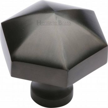 Heritage Brass Cabinet Knob Hexagon Design 32mm Matt Bronze finish