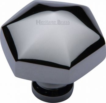 Heritage Brass Cabinet Knob Hexagon Design 32mm Polished Chrome finish