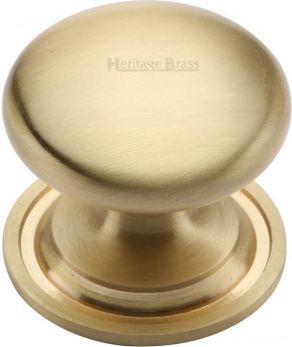 Victorian Satin Brass Mushroom 25mm Cabinet Knob - by Heritage Brass | C2240 25-SB