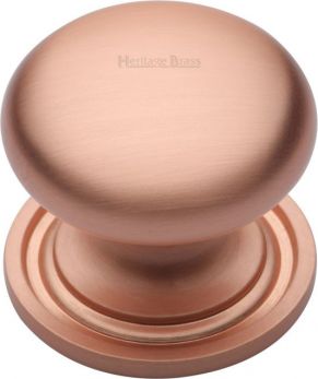 Heritage Brass Cabinet Knob Victorian Round Design with base 32mm Satin Rose Gold finish