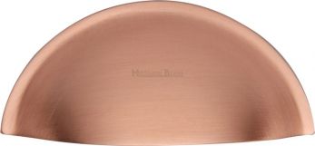 Kitchen Heritage Brass Drawer Pull Half Moon Design 57mm CTC Satin Rose Gold Finish - C2760-SRG