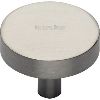 Heritage Brass Cabinet Knob Disc Design 32mm Satin Nickel finish