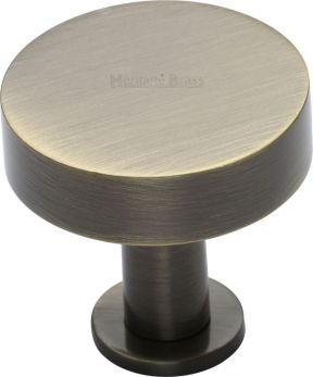 Heritage Brass Cabinet Knob Disc Design with Base 32mm Antique Brass finish