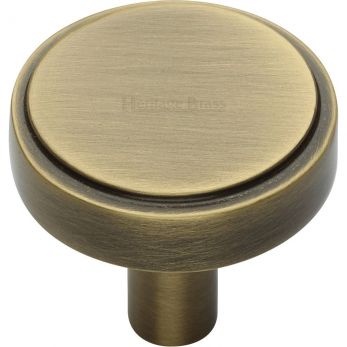 Heritage Brass Cabinet Knob Stepped Disc Design 32mm Antique Brass finish