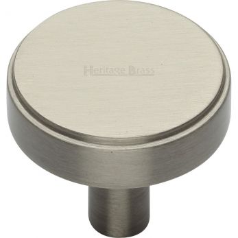 Kitchen Heritage Brass Cabinet Knob Stepped Disc Design 32mm Satin Nickel finish - C3952 32-SN