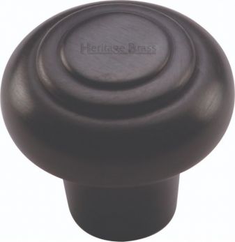Heritage Brass Cabinet Knob Round Bead Design 32mm Matt Black finish