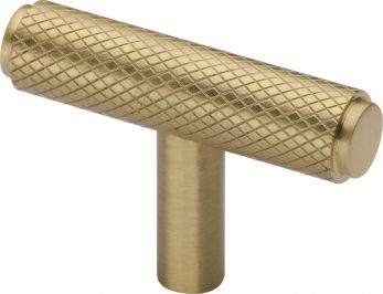 Heritage Brass Cabinet Knob Knurled T-Bar Design 45mm Satin Brass finish