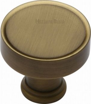 Kitchen Knob Heritage Brass Knob Florence Design 32mm Antique Brass