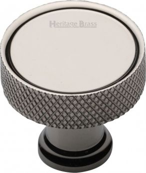 Heritage Brass Cabinet Knob Florence Knurled Design 32mm Polished Nickel finish