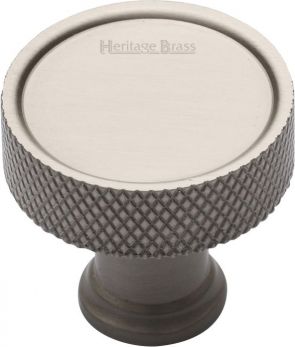 Heritage Brass Cabinet Knob Florence Knurled Design 32mm Satin Nickel finish