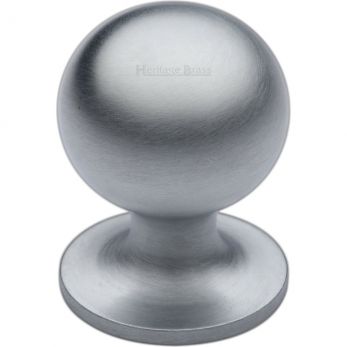 Heritage Brass Cabinet Knob Ball Design 38mm Satin Chrome finish