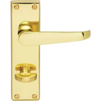 Contract Victorian Lever on WC Backplate 155mm in Polished Brass - by Carlisle Brass - CBV30WC